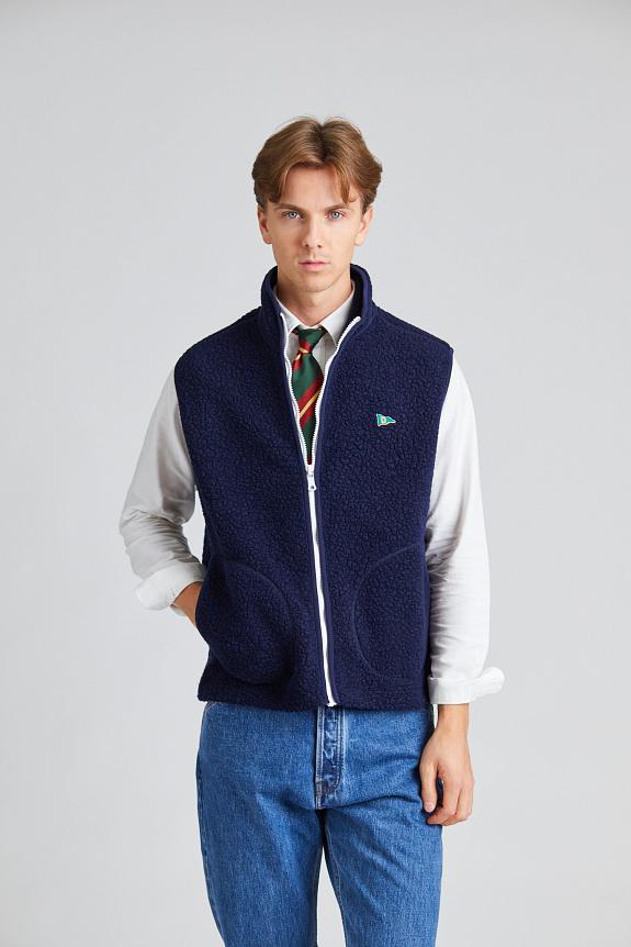 Drakes Zip Through Fleece Vest Navy-4