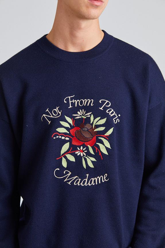 Drôle de Monsieur Le Maille Slogan Fleurs Navy-5