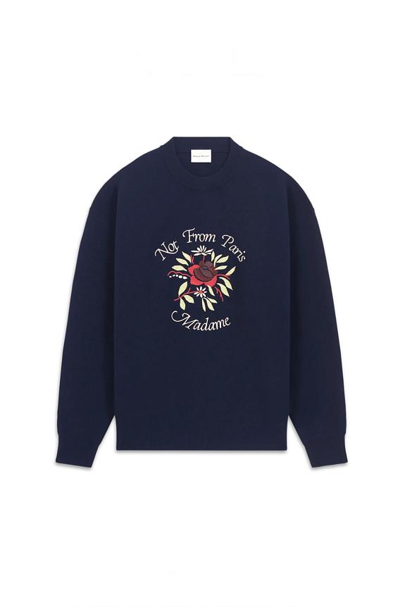 Drôle de Monsieur Le Maille Slogan Fleurs Navy-6