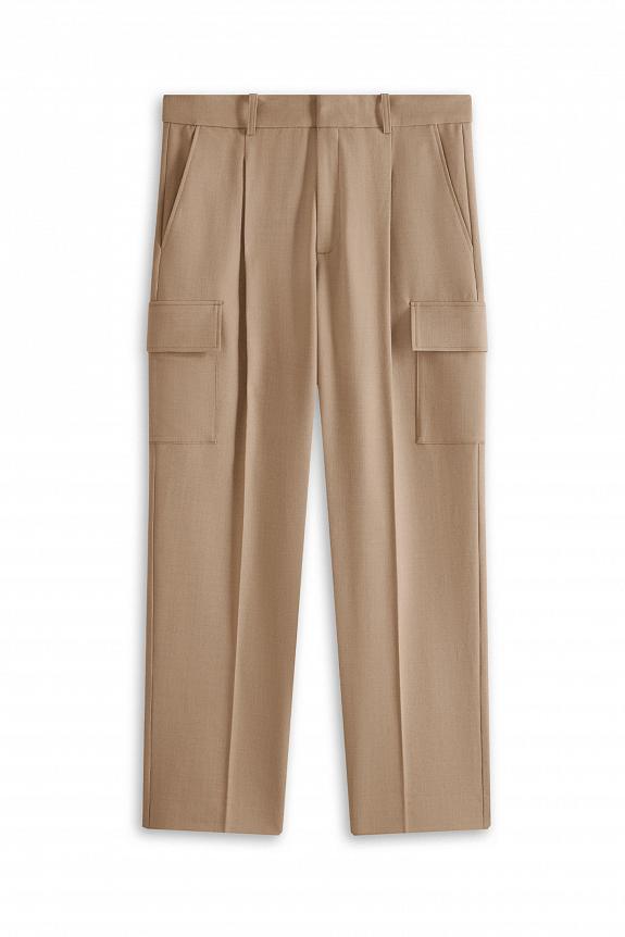 Drôle de Monsieur Le Pantalon Cargo Flanelle Beige-3