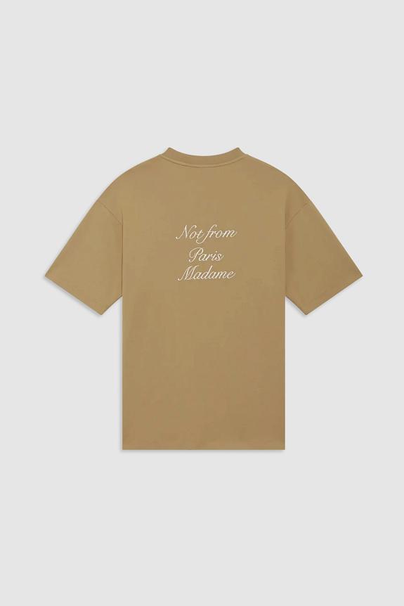 Drôle de Monsieur Le T-Shirt Slogan Calligraphy Ice Brown-7