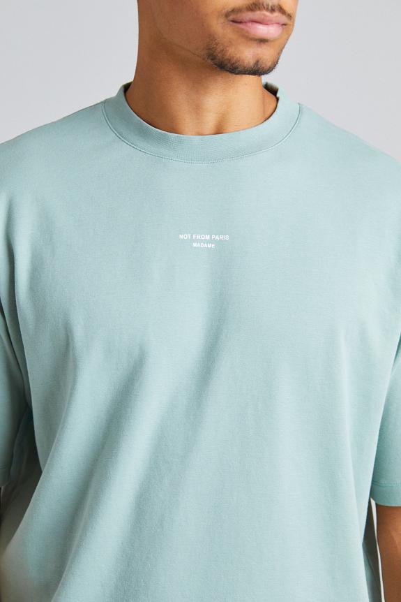 Drôle de Monsieur Le T-Shirt Slogan Classique Water Green-1