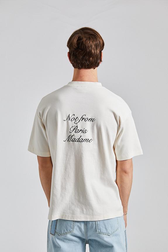 Drôle de Monsieur Le T-Shirt Slogan Cursive Cream