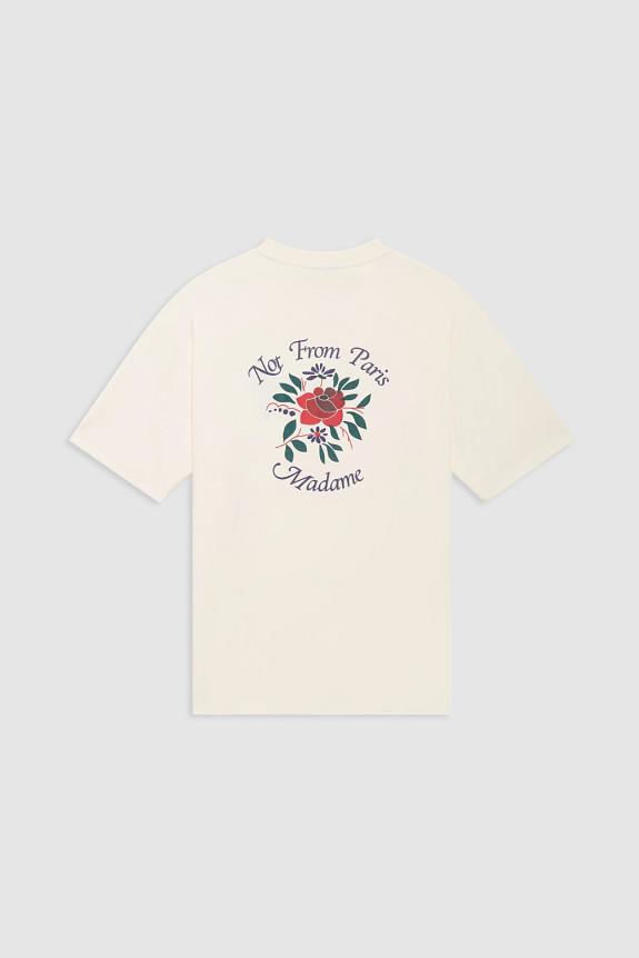 Drôle de Monsieur Le T-Shirt Slogan Fleurs Cream-6