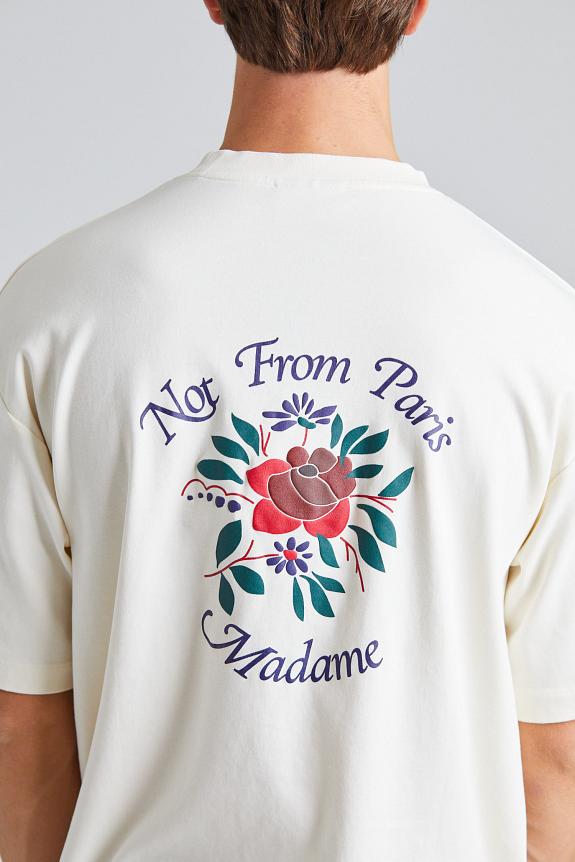 Drôle de Monsieur Le T-Shirt Slogan Fleurs Cream-5