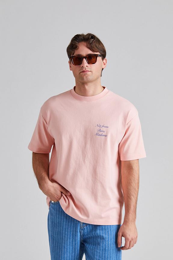 Drôle de Monsieur Le T-Shirt Slogan Cursive Light Pink