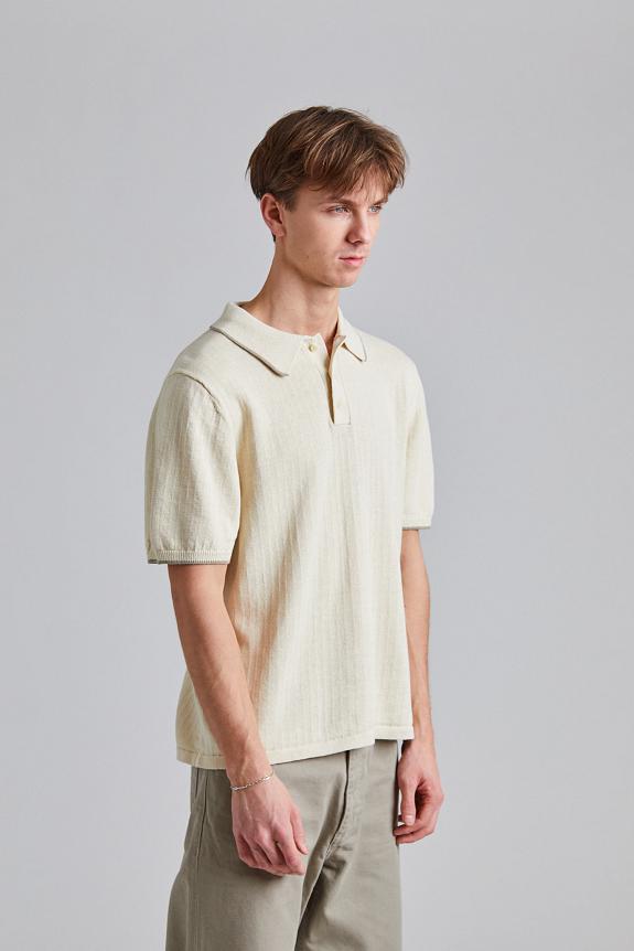 Filippa K Linen Cotton Knit Polo Cream White-1