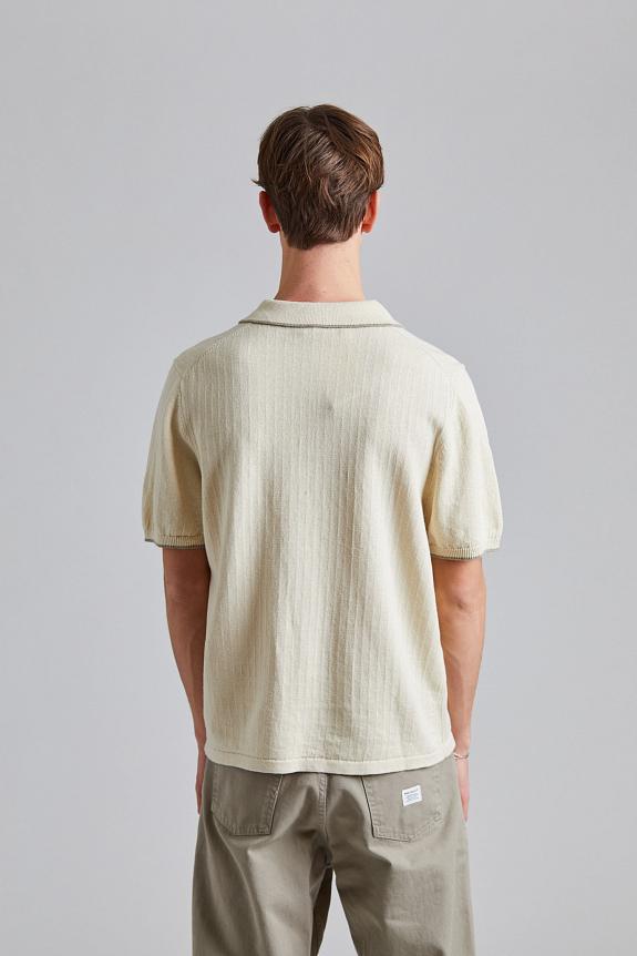 Filippa K Linen Cotton Knit Polo Cream White-2