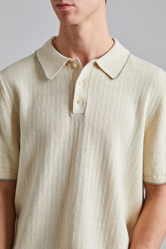 Filippa K Linen Cotton Knit Polo Cream White-3