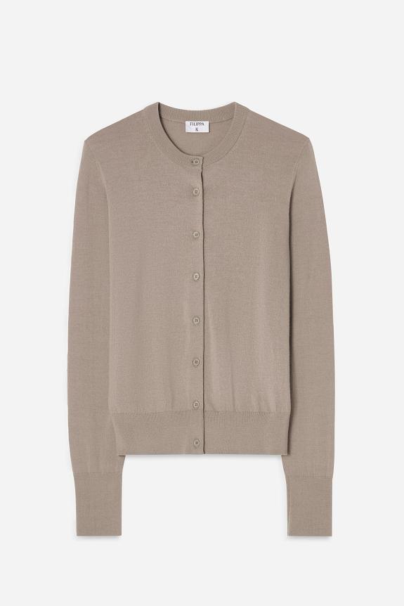 Filippa K Merino Short Cardigan Moss Grey-2