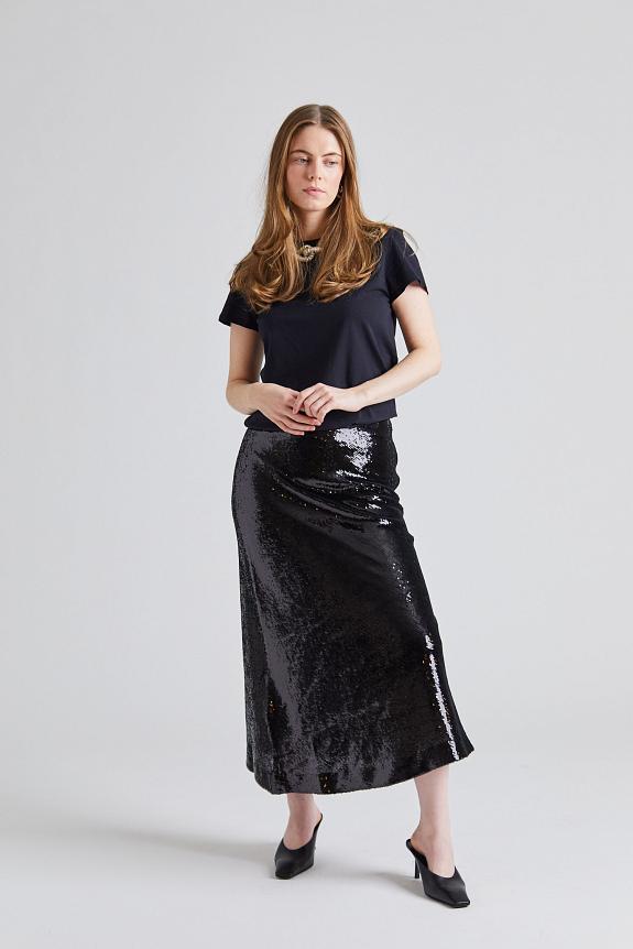 FWSS Bias Cut Sequin Skirt Jet Black 