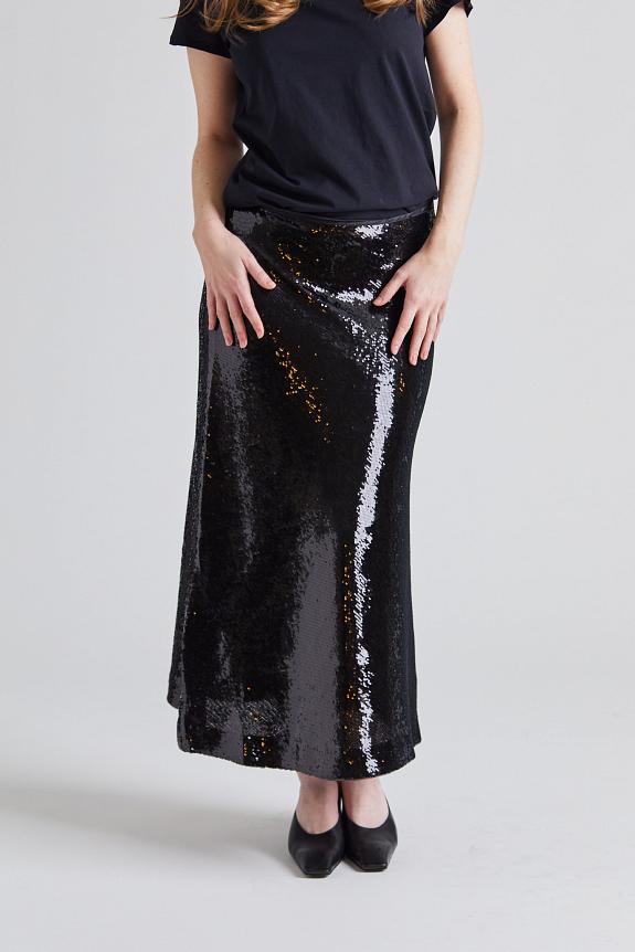 FWSS Bias Cut Sequin Skirt Jet Black 