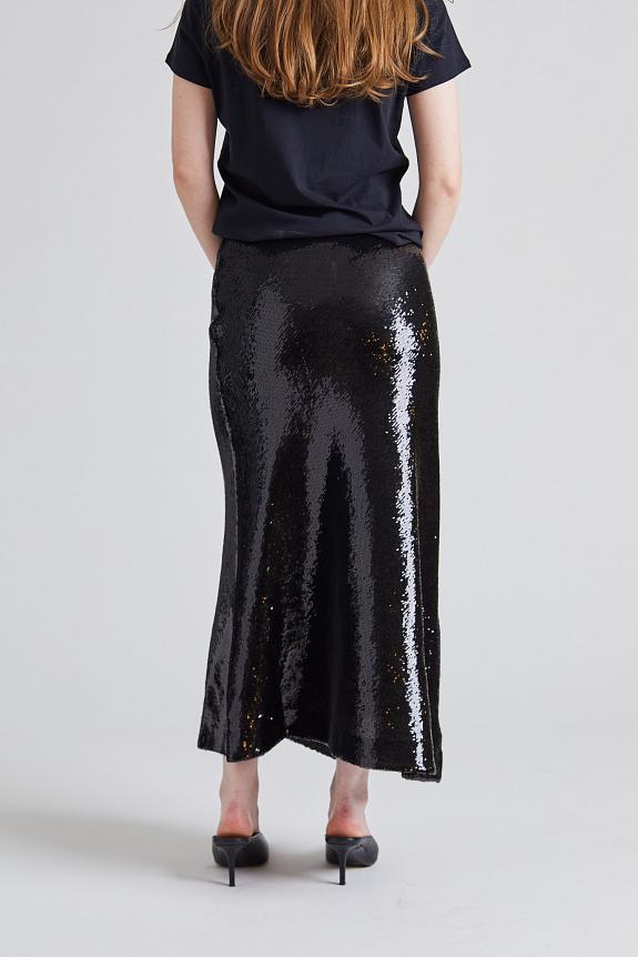 FWSS Bias Cut Sequin Skirt Jet Black 