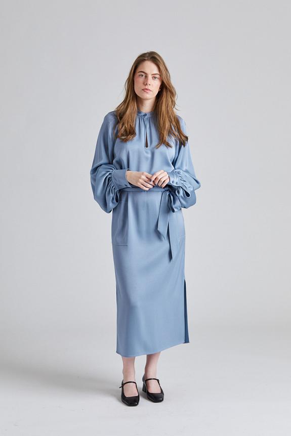 Filippa K Belted Long Sleeve Dress Air Blue 