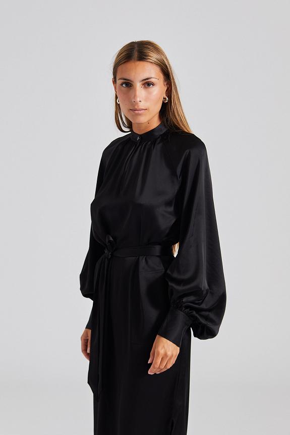 Filippa K Belted Long Sleeve Dress Black-1