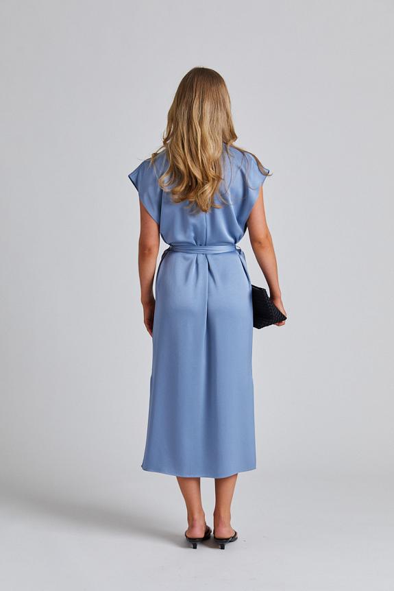 Filippa K Belted Stand Collar Dress Air Blue