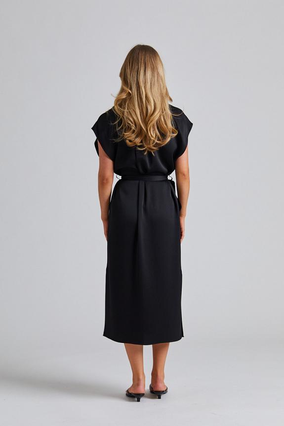 Filippa K Belted Stand Collar Dress Black 