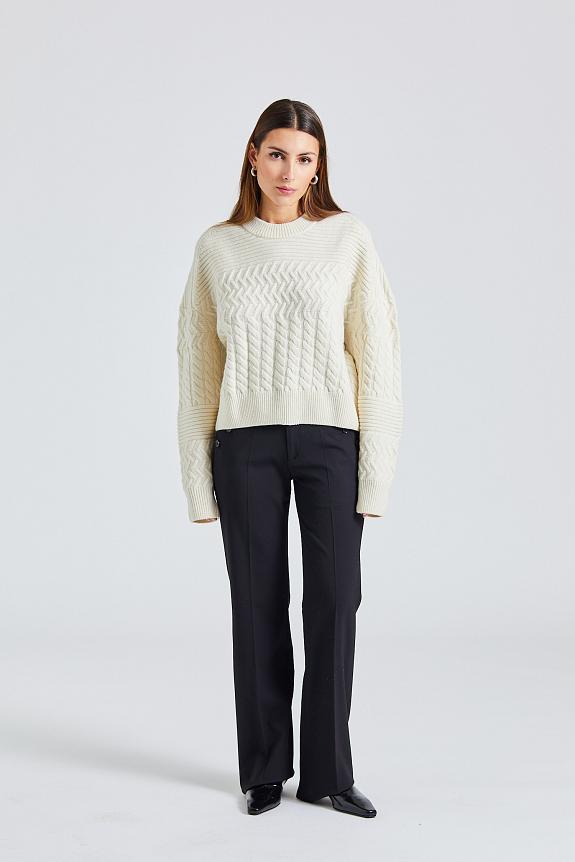 Filippa K Boxy Braided Sweater Chalk White 2