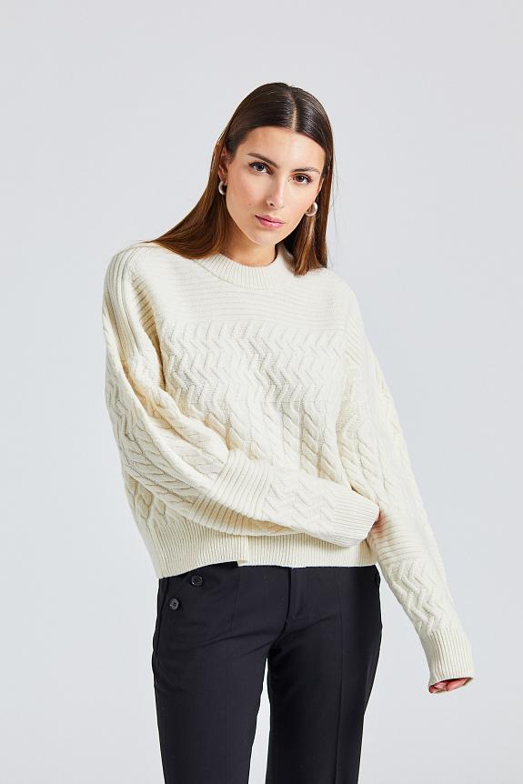 Filippa K Boxy Braided Sweater Chalk White 