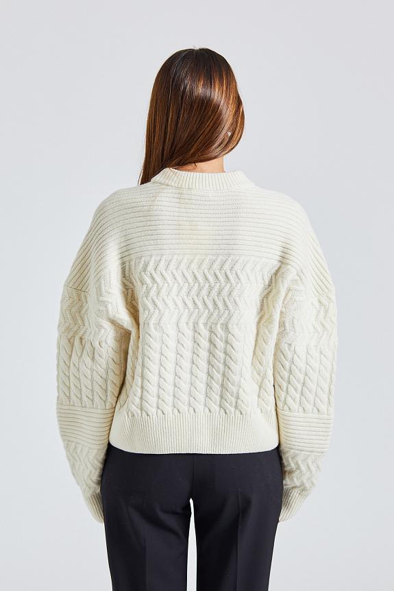 Filippa K Boxy Braided Sweater Chalk White 3