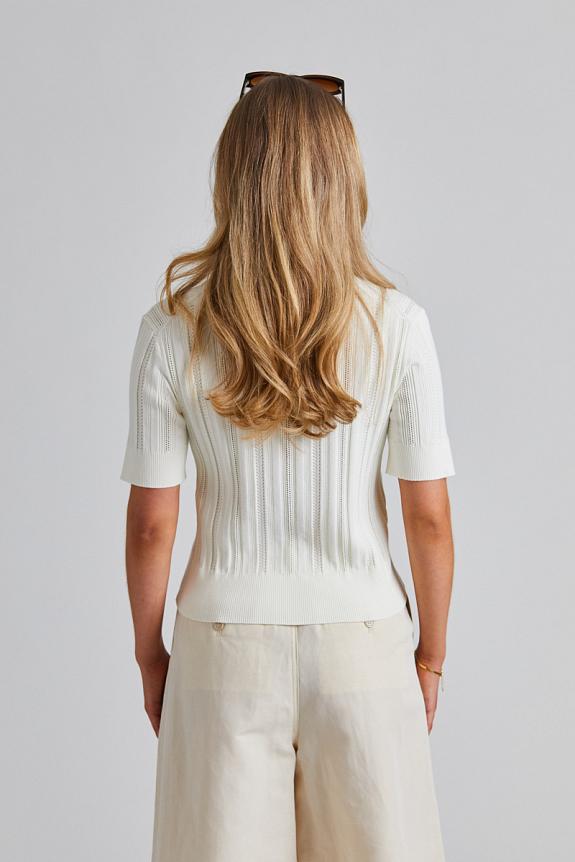 Filippa K Braid Knit T-Shirt Pearl White 