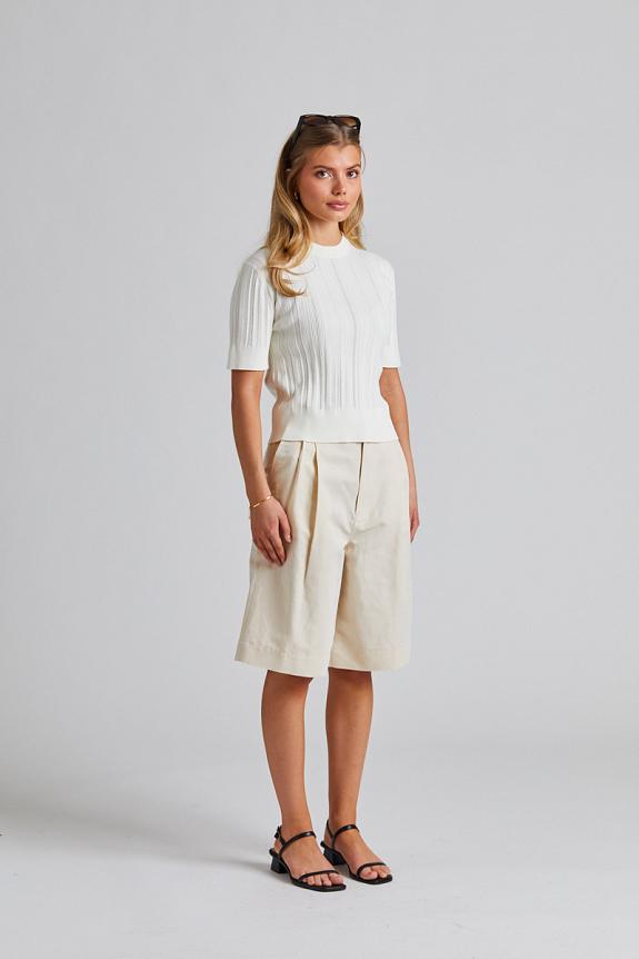 Filippa K Braid Knit T-Shirt Pearl White 