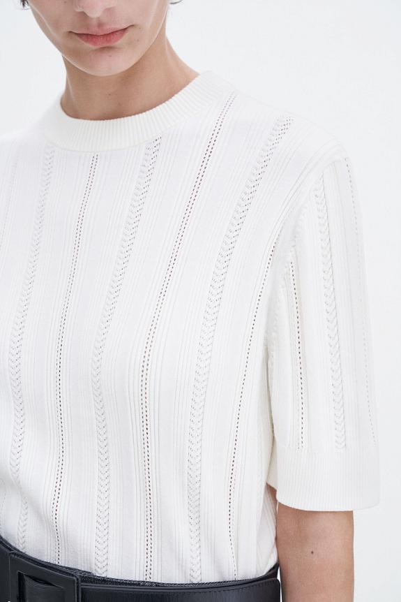 Filippa K Braid Knit T-Shirt Pearl White 