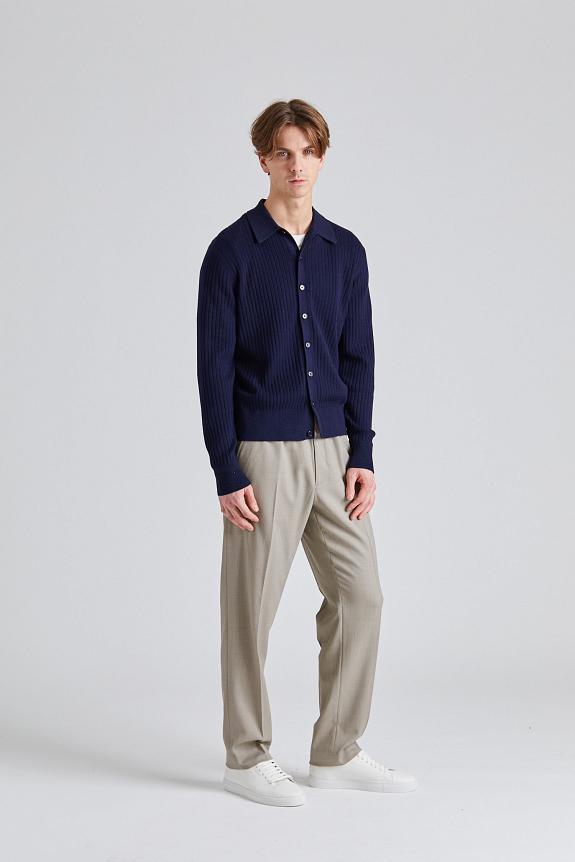 Filippa K Cotton Merino Knit Shirt Navy