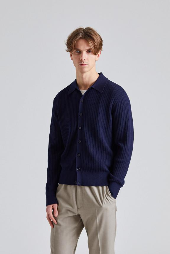 Filippa K Cotton Merino Knit Shirt Navy-1