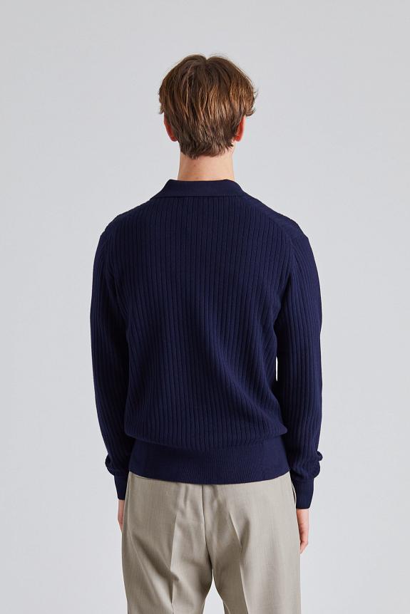 Filippa K Cotton Merino Knit Shirt Navy-2