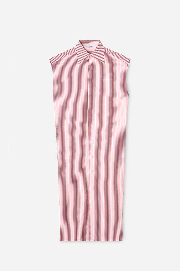 Filippa K Cotton Poplin Shirt Dress White/Dark Red-4