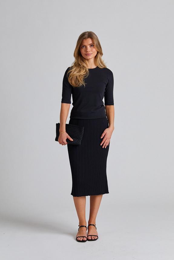 Filippa K Cotton Rib Slip Skirt Black 