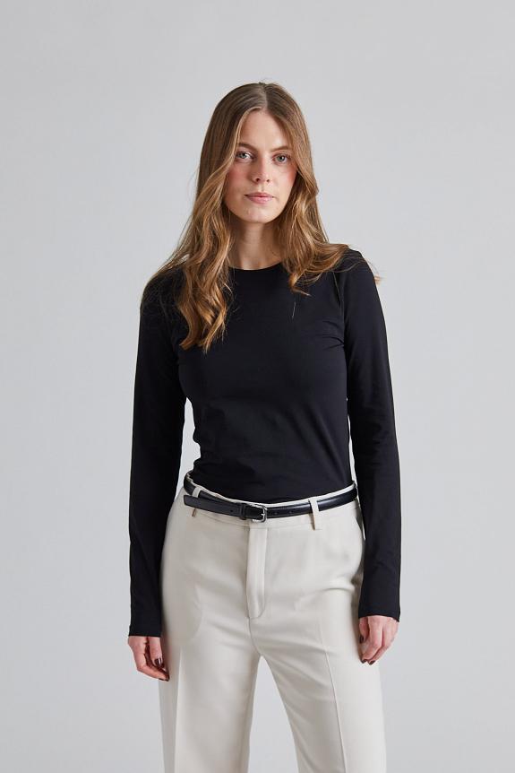 Filippa K Cotton Stretch Long Sleeve Black 