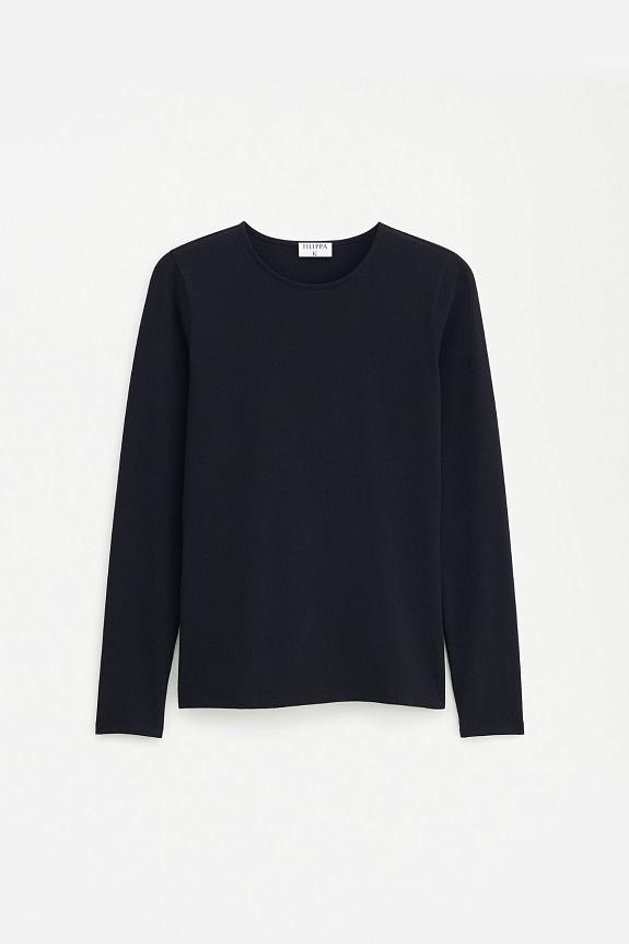 Filippa K Cotton Stretch Long Sleeve Black 