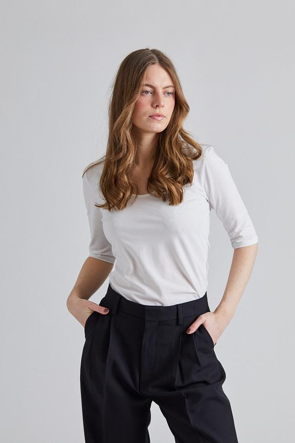 Filippa K Cotton Stretch Scoop Neck Top White 