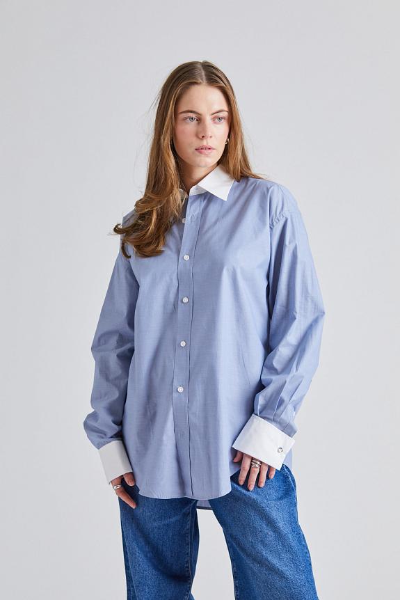 Filippa K Cotton Tuxedo Shirt Steel Blue