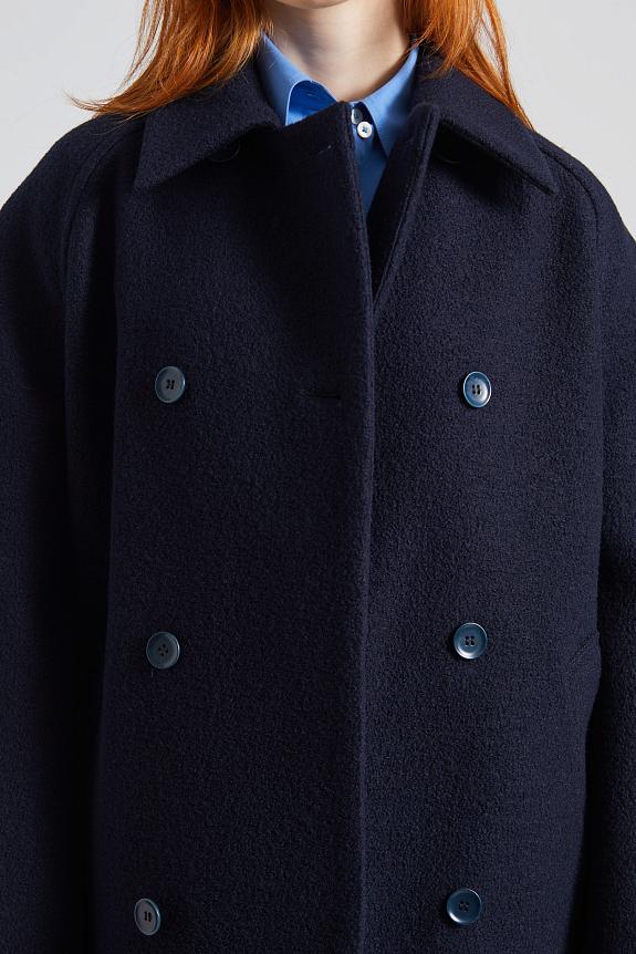 Filippa K Double Breasted Boiled Wool Jacket Navy