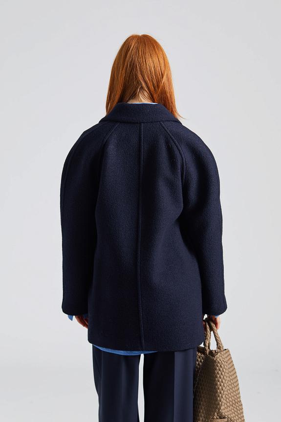 Filippa K Double Breasted Boiled Wool Jacket Navy