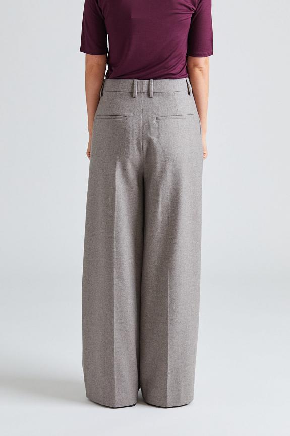 Filippa K Wide Pleated Flannel Trousers Driftwood