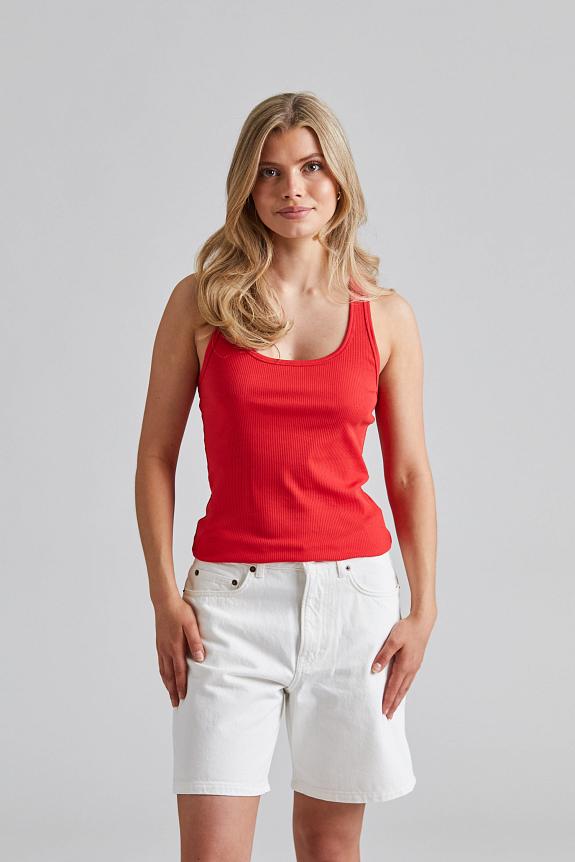 Filippa K Fine Rib Scoop Tank Bright Red