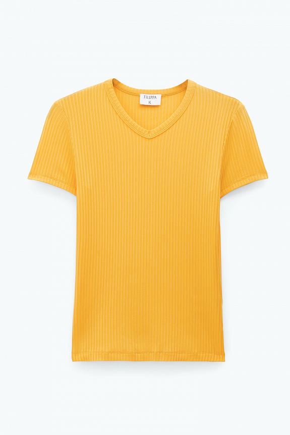 Filippa K High V Neck Tee Sunset Yellow