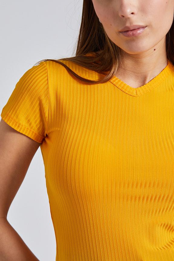 Filippa K High V Neck Tee Sunset Yellow 