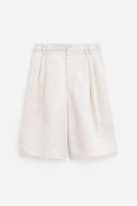 Filippa K Relaxed Pleated Cotton Linen Shorts Cream White 
