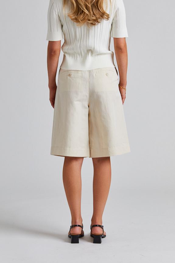 Filippa K Relaxed Pleated Cotton Linen Shorts Cream White 