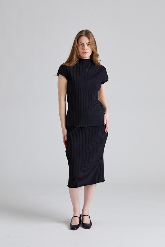 Filippa K Rib Cap Sleeve Top Black 