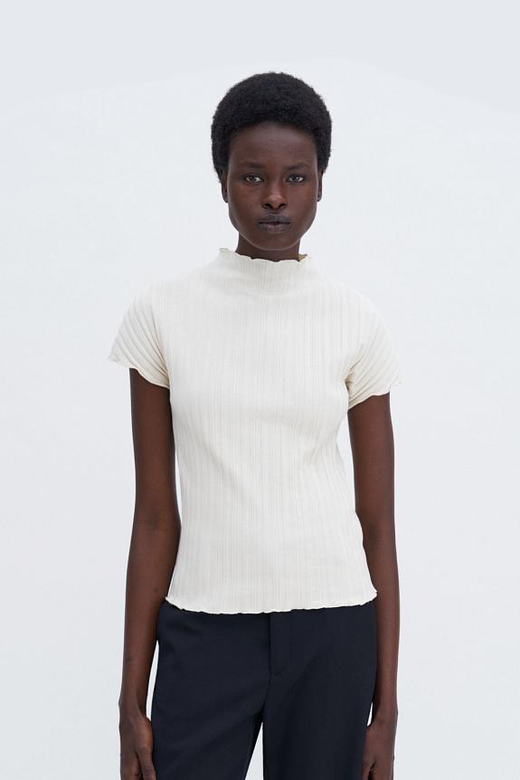 Filippa K Rib Cap Sleeve Top Weathered White 