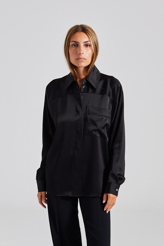 Filippa K Shiny Pocket Blouse Black