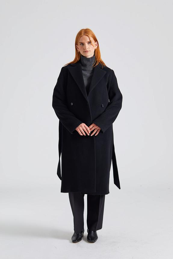 Filippa K Soft Wool Belted Coat Black