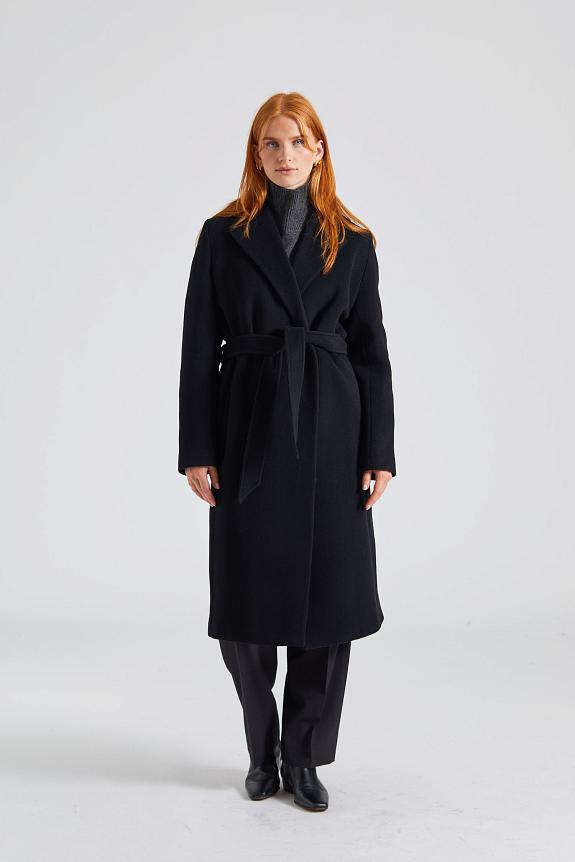 Filippa K Soft Wool Belted Coat Black