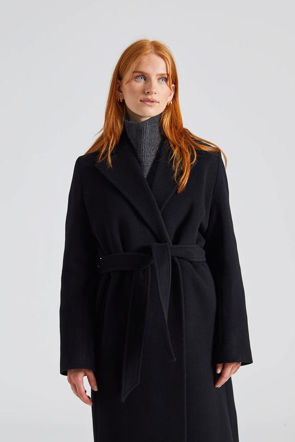 Filippa K Soft Wool Belted Coat Black